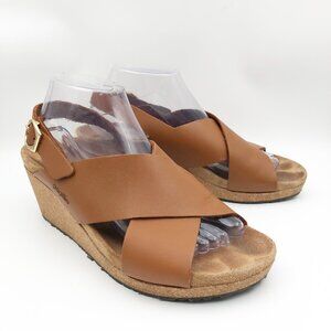 BIRKENSTOCK Papillio Samira Ginger Brown Wedge Leather Sandals Womens 9